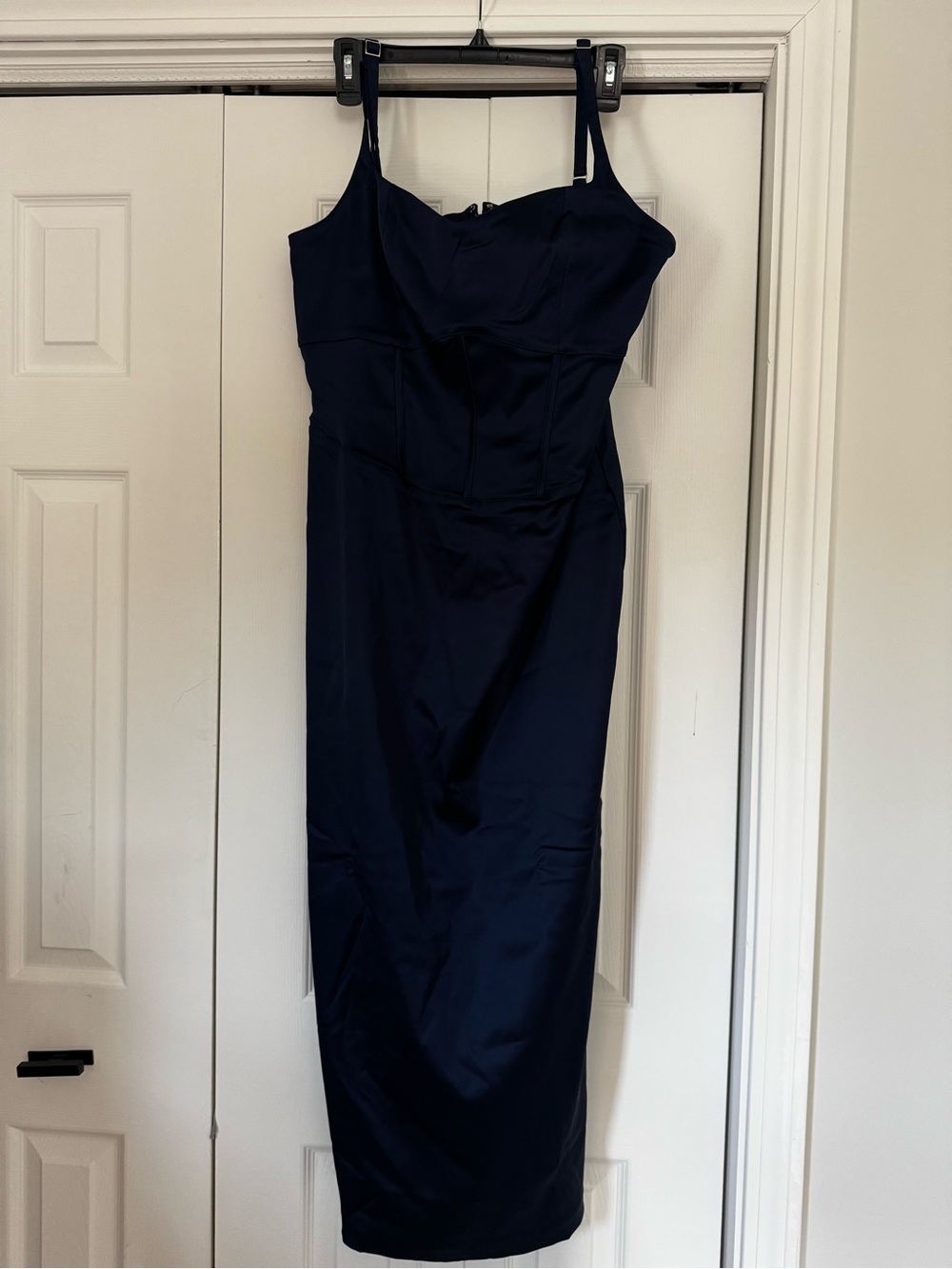 Abercrombie & Fitch Navy Midi Slip Dress with Spaghetti Straps